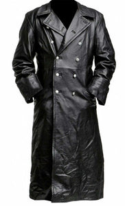 MEN'S  BLACK  LEATHER TRENCH COAT