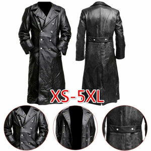 MEN'S  BLACK  LEATHER TRENCH COAT