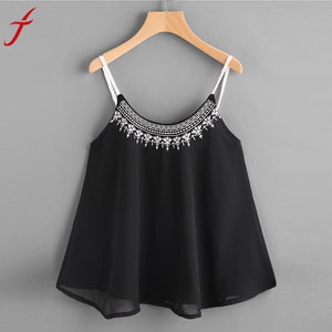 Women Chiffon Camis   Sleeveless Vest Crop Top - Dravens apparel