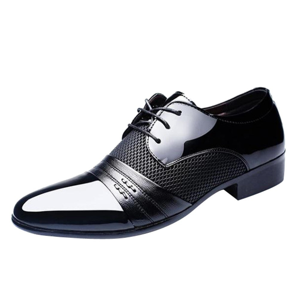 Men Business Shoes Fashion Casual Oxford Shoes Lace-Up Pointed Shoes